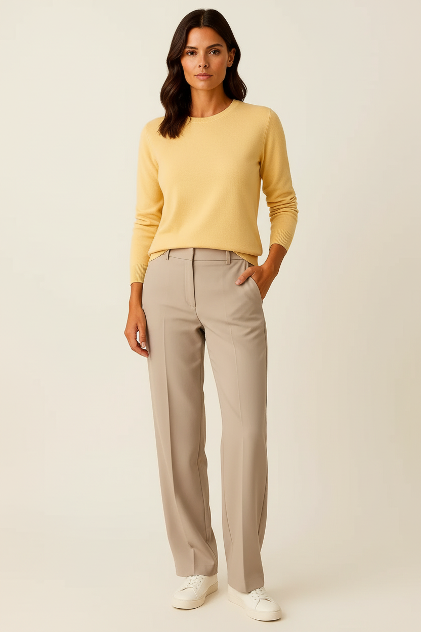 Suéter Mujer Lana Merino Ajustado Cuello Redondo