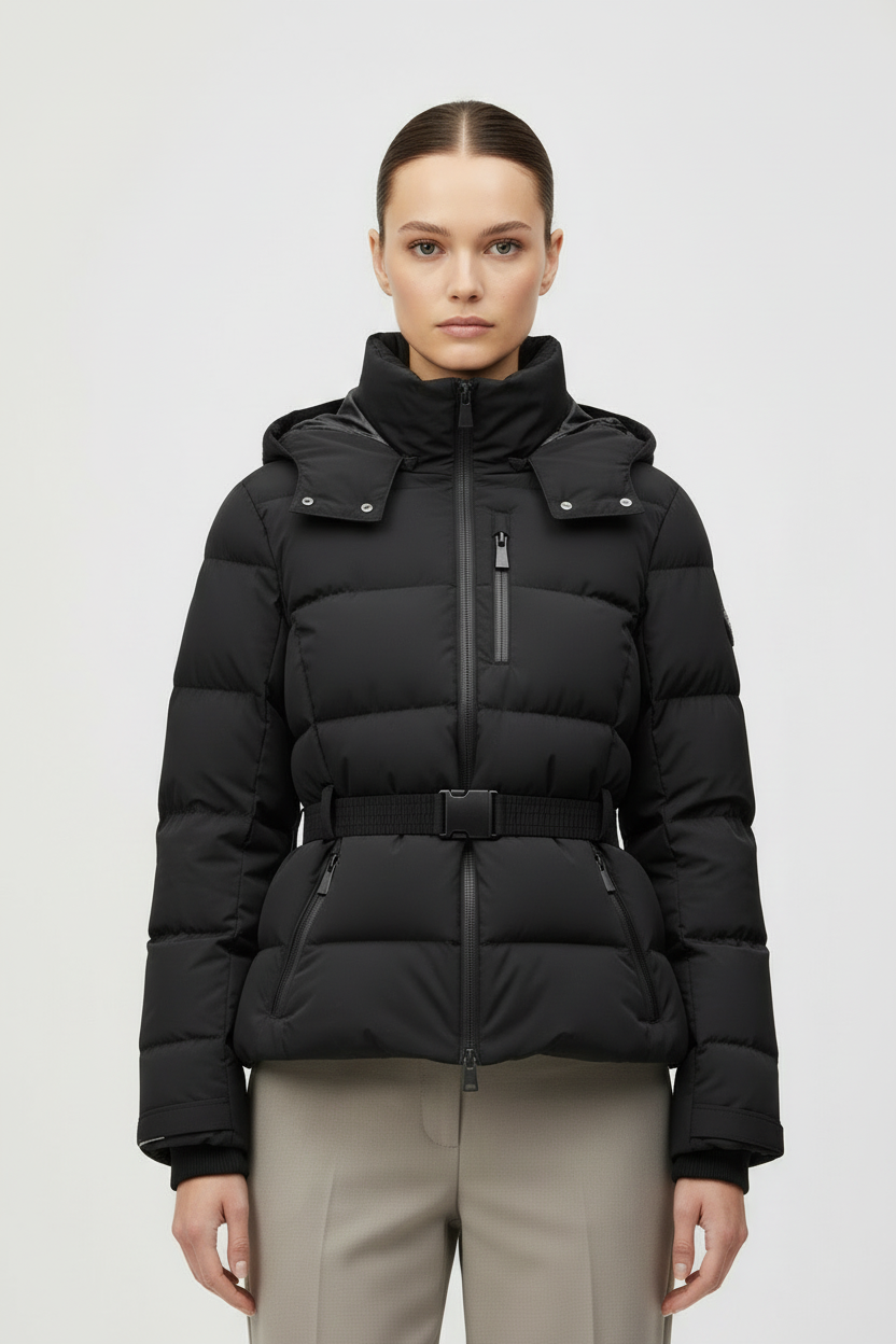 Chaqueta Acolchada Mujer Poliéster Resistente al Agua con Cinturón