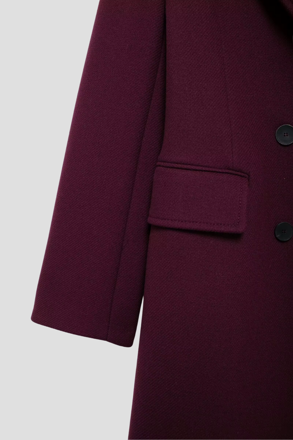 Abrigo de Mujer Cruzado de Lana Burdeos Manga Larga Elegante 3