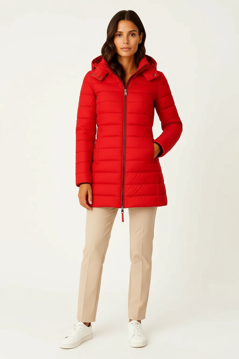 Chaqueta Acolchada Mujer Piel Sintética Corte Entallado Negra