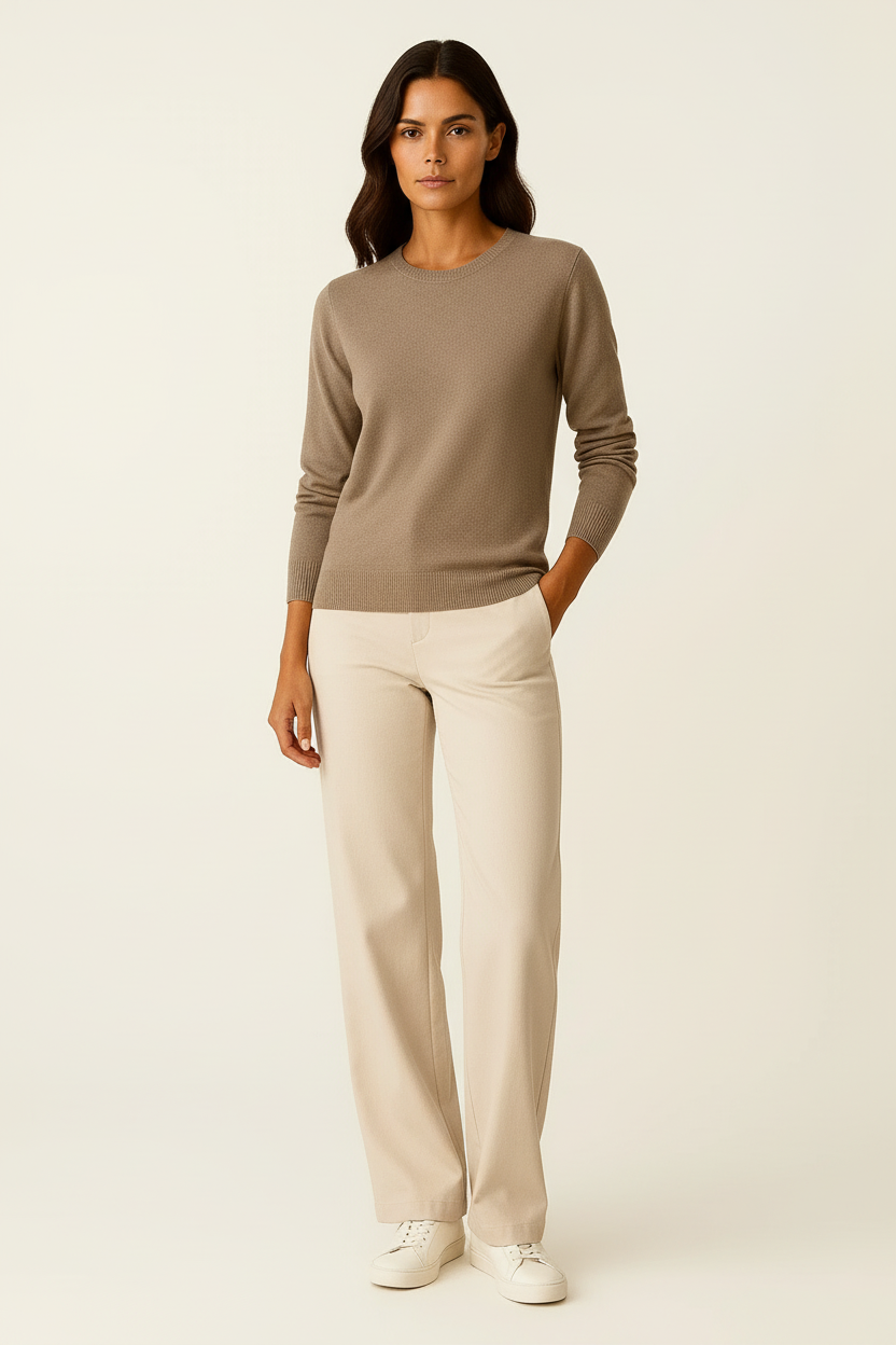 Suéter Mujer Lana Merino Ajustado Cuello Redondo