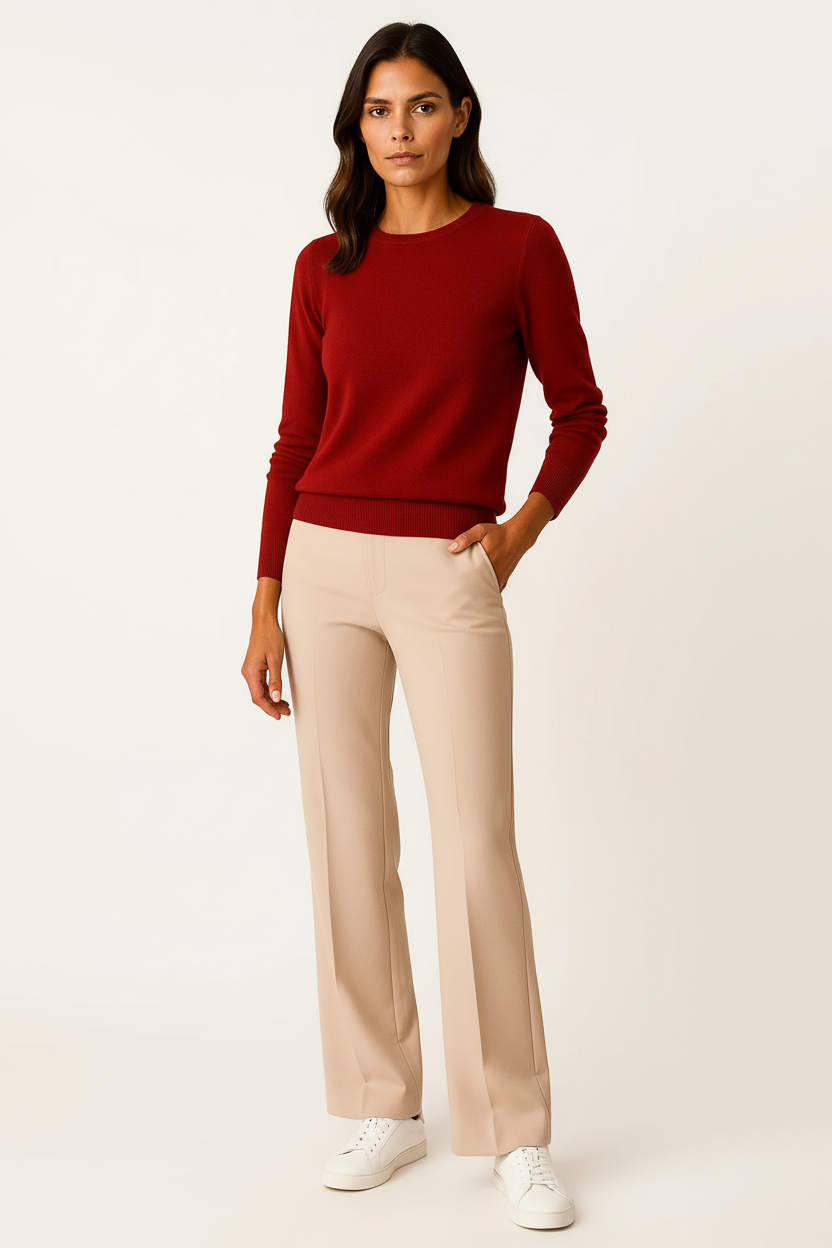 Suéter Mujer Lana Merino Ajustado Cuello Redondo