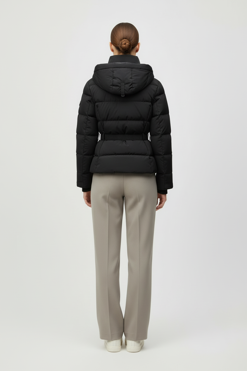 Chaqueta Acolchada Mujer Poliéster Resistente al Agua con Cinturón