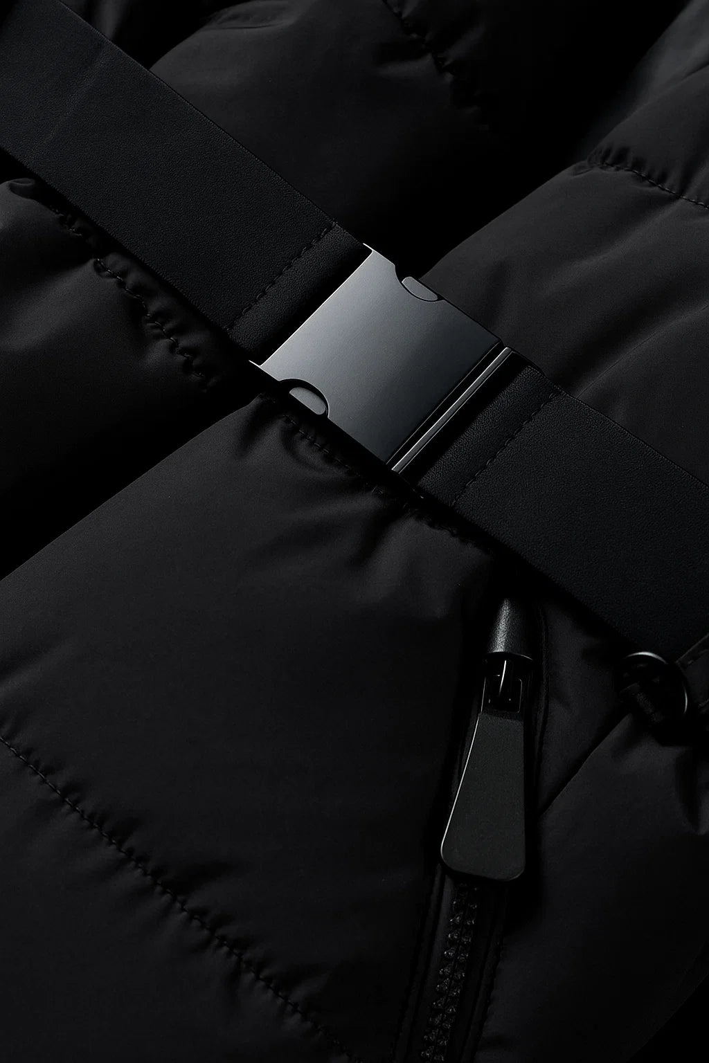 Chaqueta Acolchada Mujer Poliéster Resistente al Agua con Cinturón 3