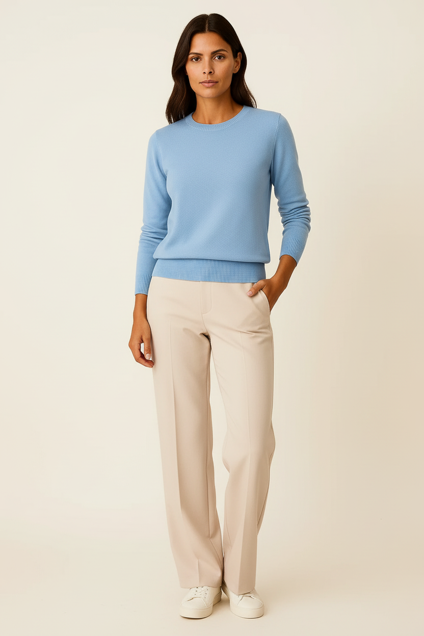 Suéter Mujer Lana Merino Ajustado Cuello Redondo