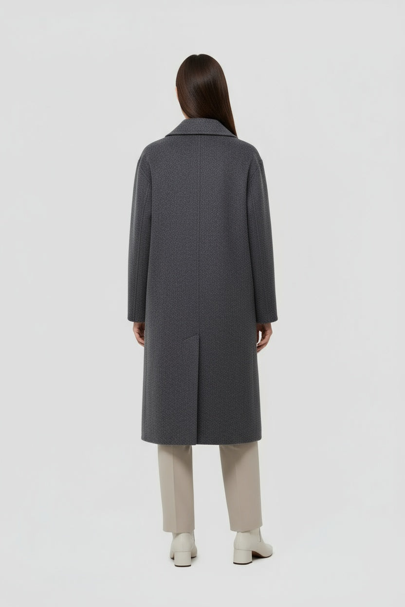 Abrigo de Mujer Lana Largo Cuello Abatible Doble Botonadura Elegante