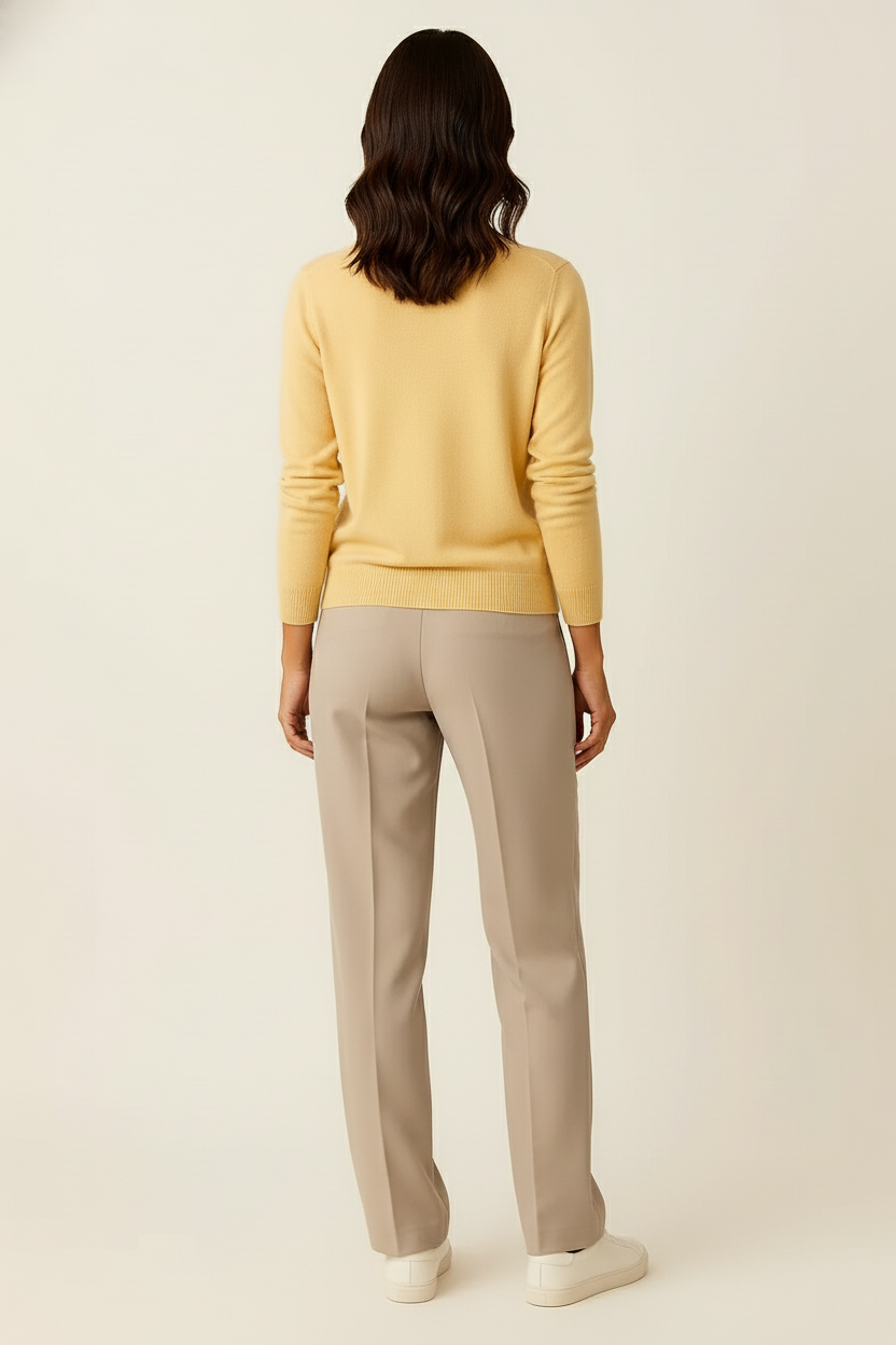 Suéter Mujer Lana Merino Ajustado Cuello Redondo