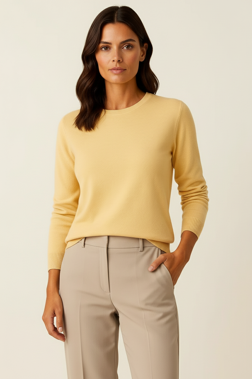 Suéter Mujer Lana Merino Ajustado Cuello Redondo