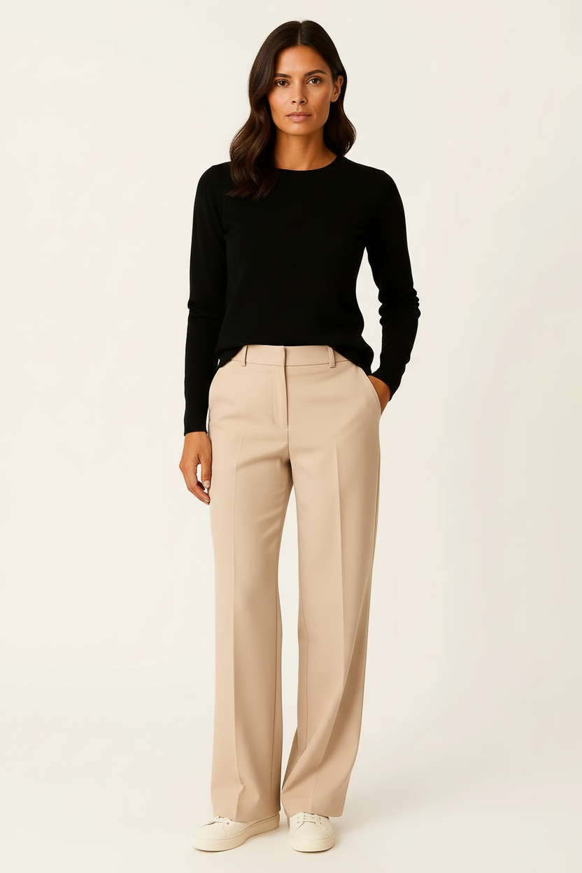 Suéter Mujer Lana Merino Ajustado Cuello Redondo